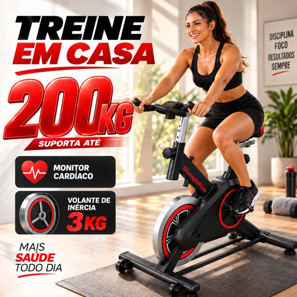 Bicicleta Spinning Ergométrica Profissional Versão Atualizada Com Monitor Suporta até 200kg, imagem 1 de 1