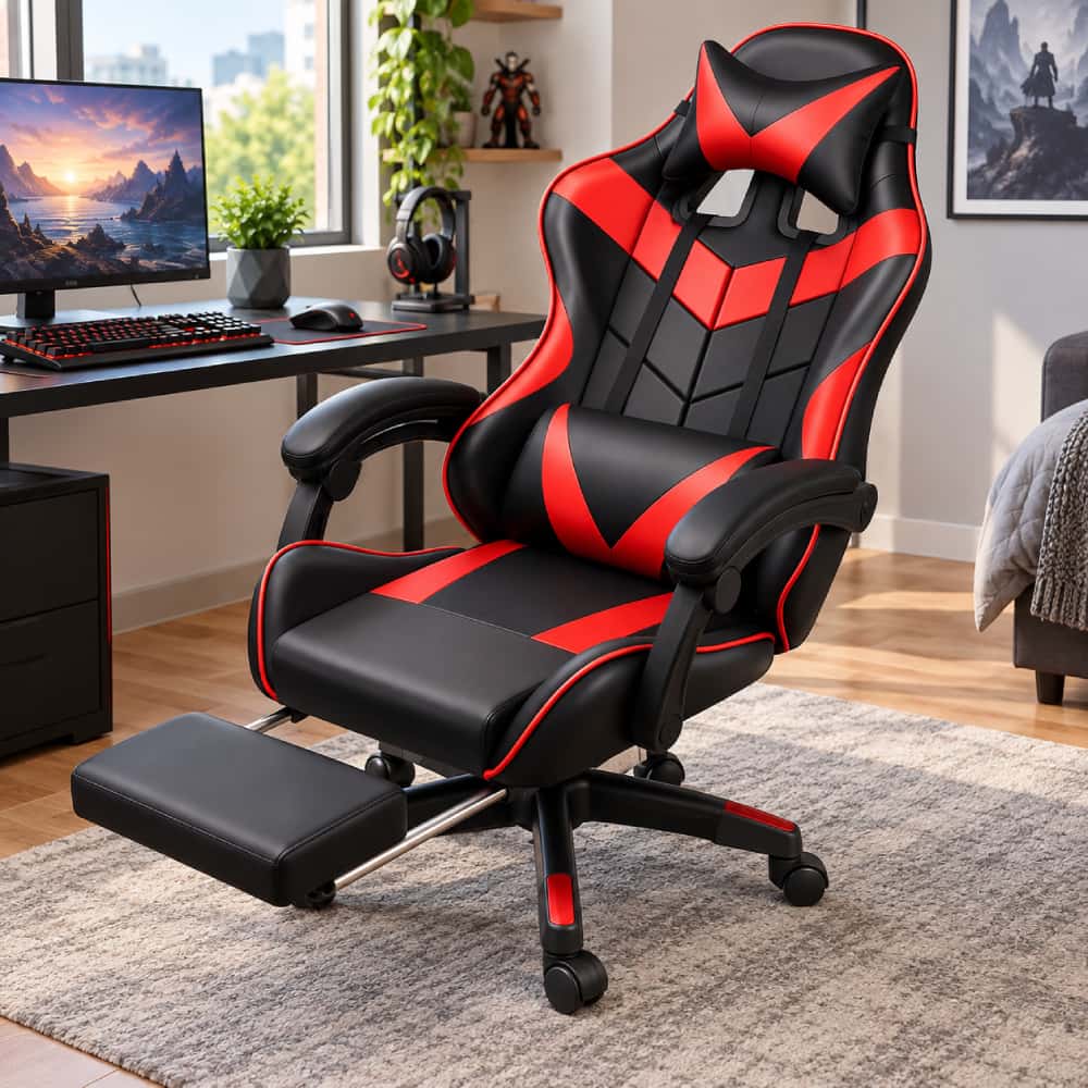 Cadeira Gamer Ergonômica Profissional Reclinável Confortável Com Rodinha Pés e Altura Ajustável para Escritório, imagem 1 de 1
