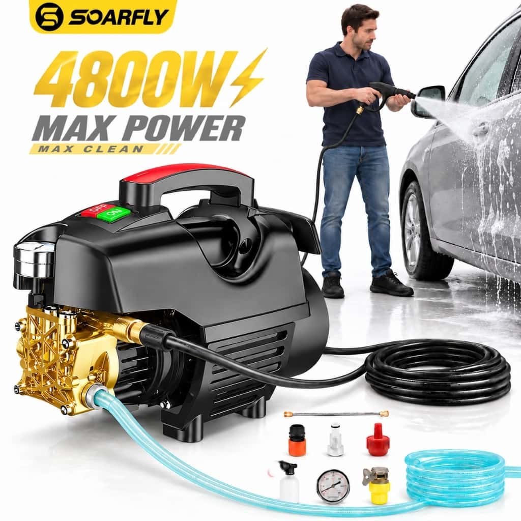 SOARFLY Lavadora Alta Pressão 4800W Máquina de Lavar Carro Lava Jato de Alta Pressão, imagem 1 de 1