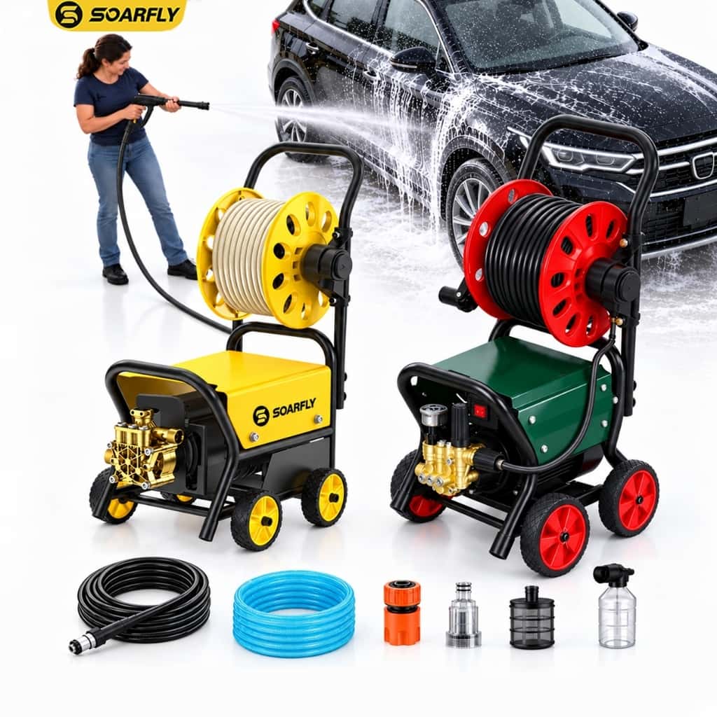 SOARFLY Lavadora Profissional de Alta Pressão 5800W/6800W Com Carretel de Tubo de água, imagem 1 de 1