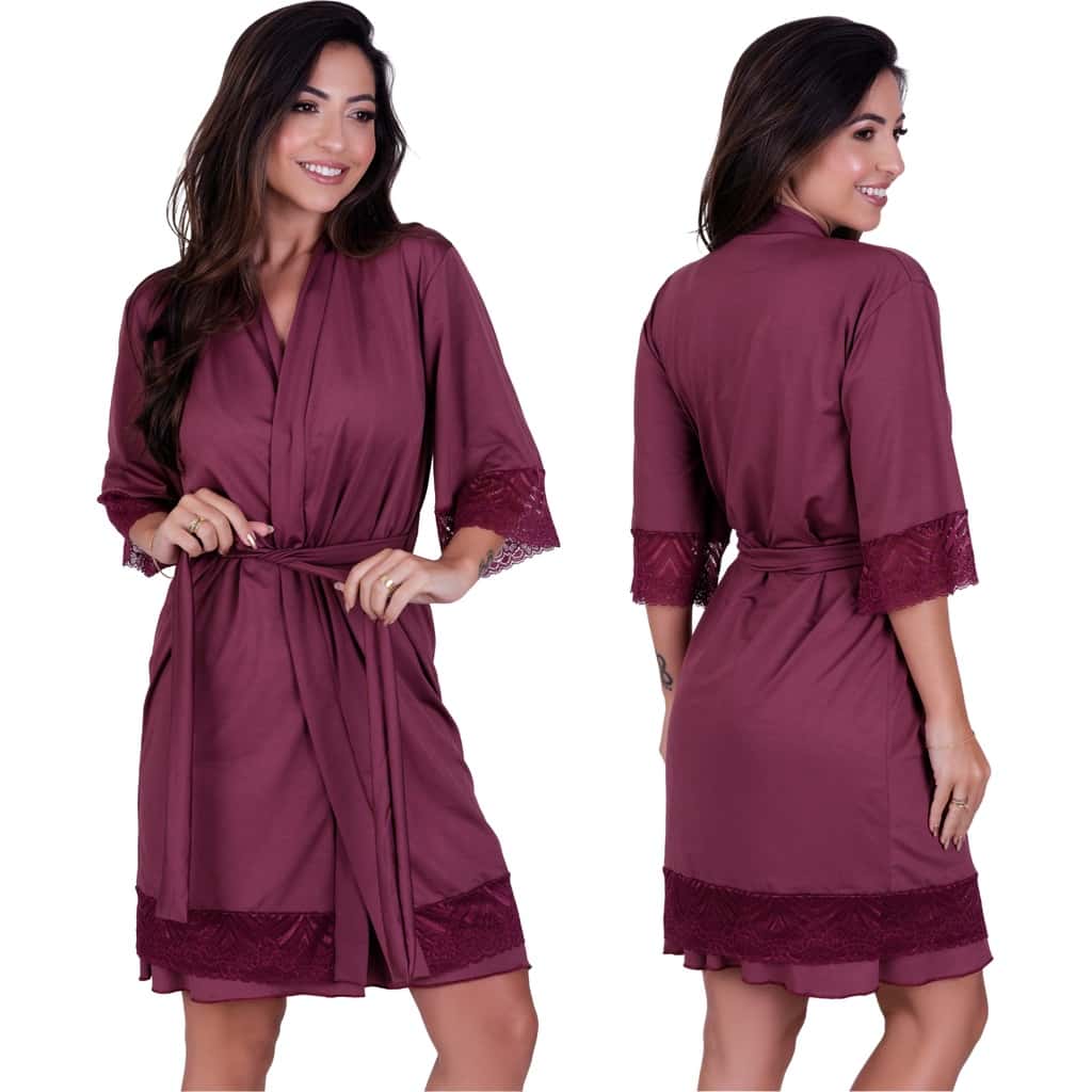 Robe Romantic Renda Hobby Feminino Roupão Confortável Linha Noite, imagem 1 de 1