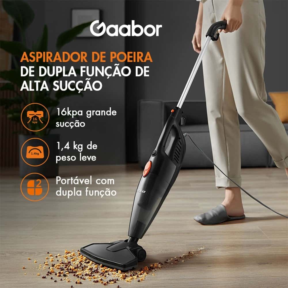 Gaabor Aspirador de Pó 2 em 1 Sucção Forte de 16000Pa Com Fio Haste de Pressão Dust Off Portátil GVCW-M15A, imagem 1 de 1