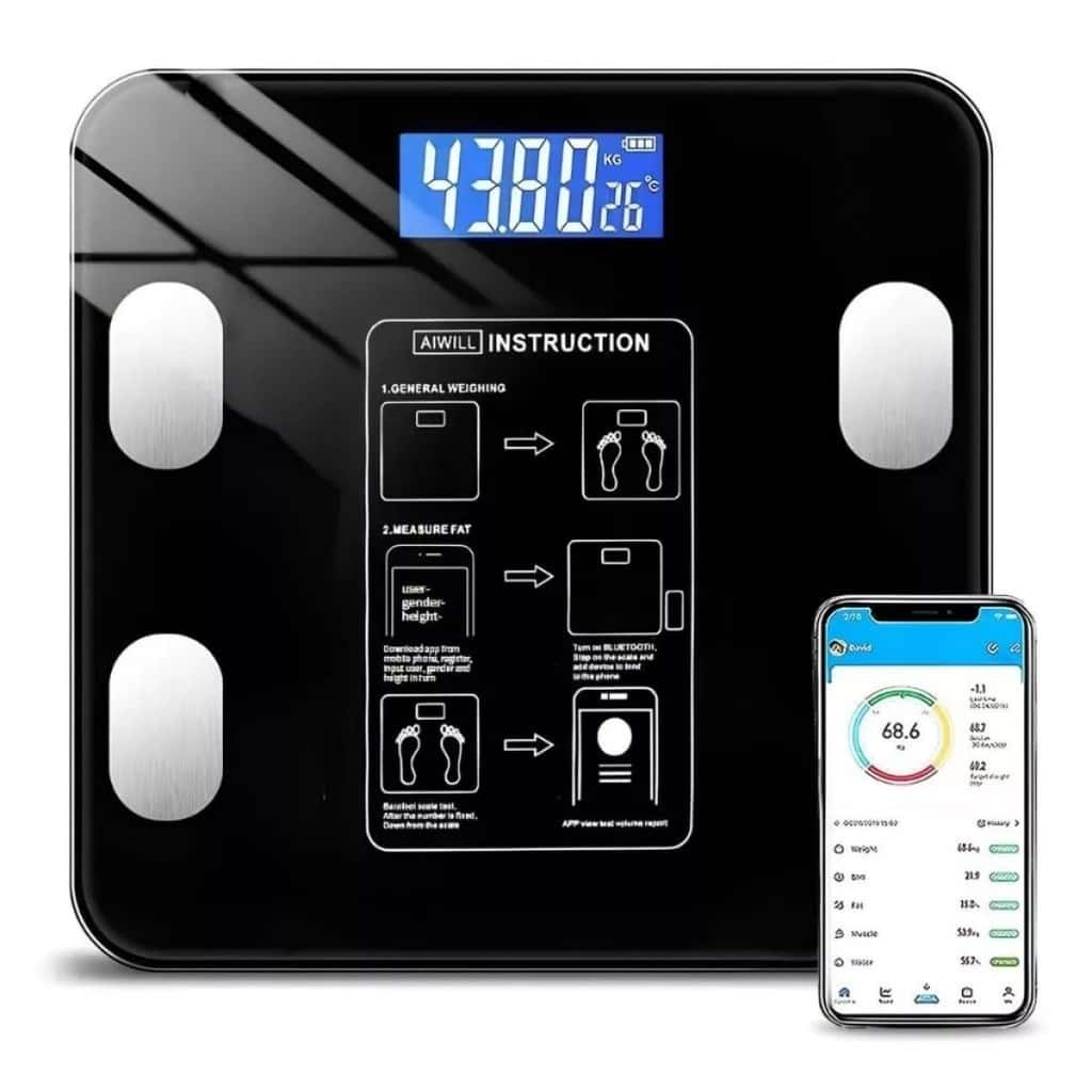Balança Digital Inteligente: Medidor Corporal por Bioimpedância - Analisa Gordura, Massa Muscular, Peso até 180kg, imagem 1 de 1
