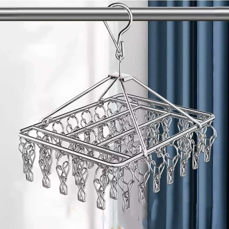 Varal Dobrável Inox com Prendedores para Roupas Calcinha Cueca- Evite Ser Levado pelo Vento, imagem 1 de 1