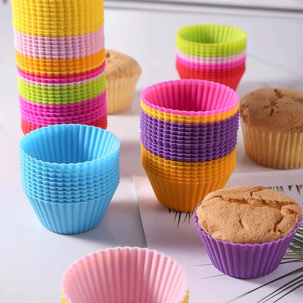 Conjunto 12/24/36 Peças Forma de Silicone Redonda para Cupcake de 7 cm para Assar Bolos, imagem 1 de 1