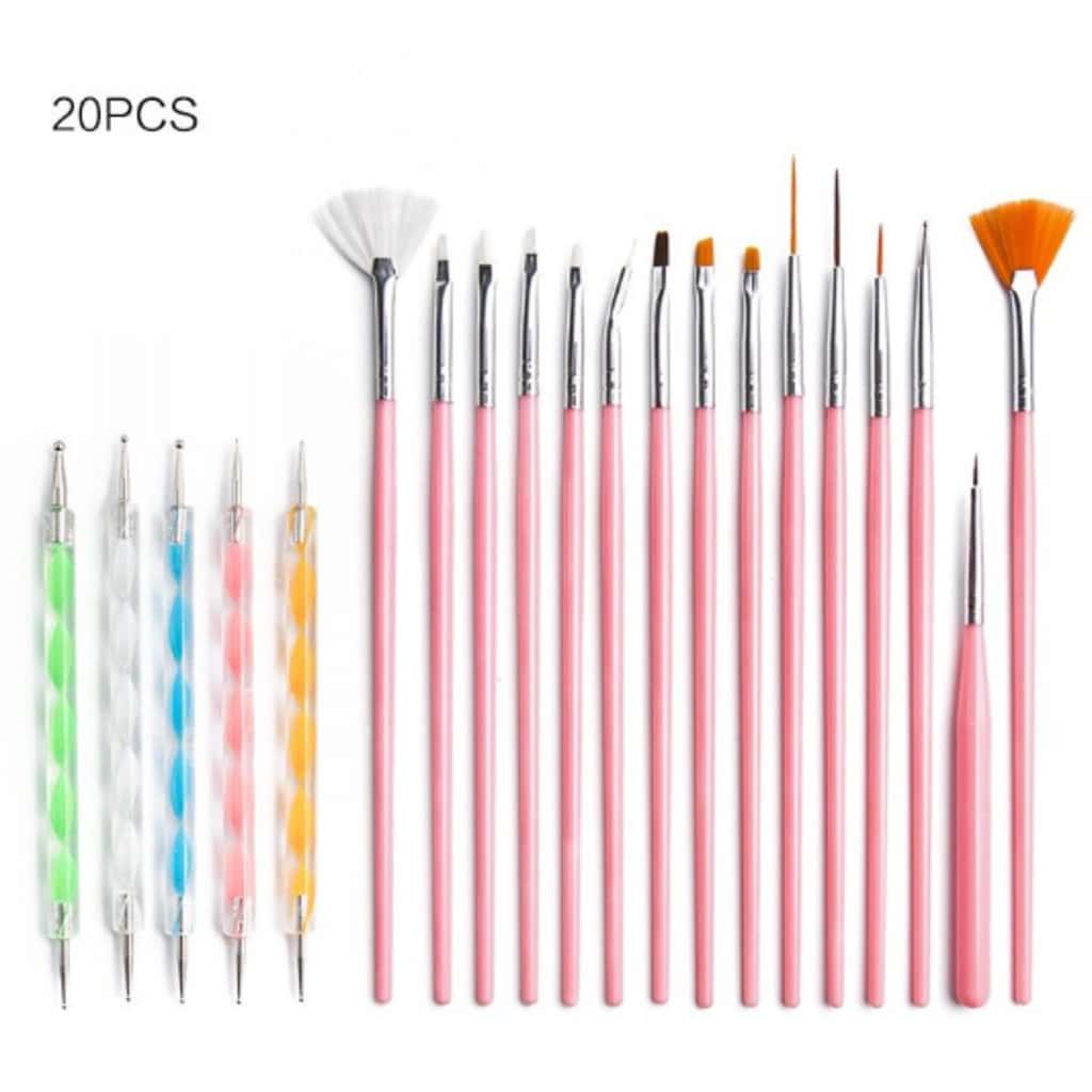 Kit 15 Pincéis + 10 Boleadores Em 5 Pincéis Manicure Desenho, imagem 1 de 1