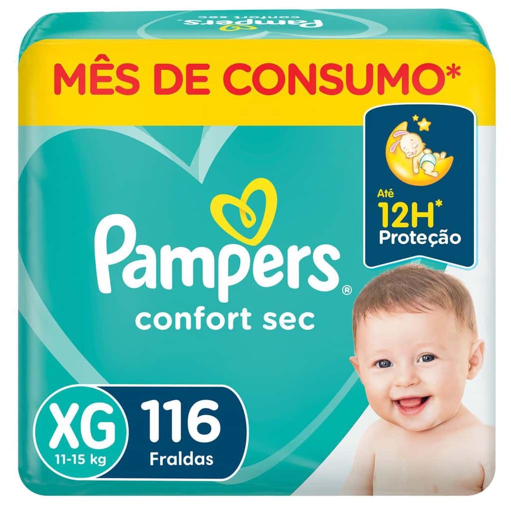 Fralda Pampers Confort Sec Jumbo Plus XG com 116un, imagem 1 de 1