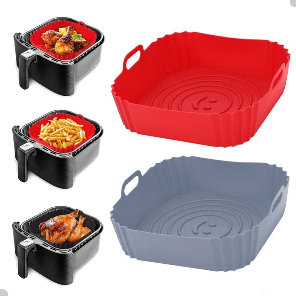 1/2/3 Formas de Silicone Quadrada 18x18cm Assadeira Air Fryer e Forno Forma para Fritadeira Elétrica com Alça, imagem 1 de 1