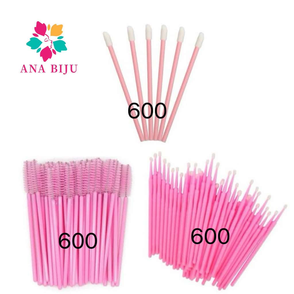 ANA1108 Kit - 600 Escovinhas + 600 Microbrush + 600 Aplicador de Batom Alongamento Cilios, imagem 1 de 1