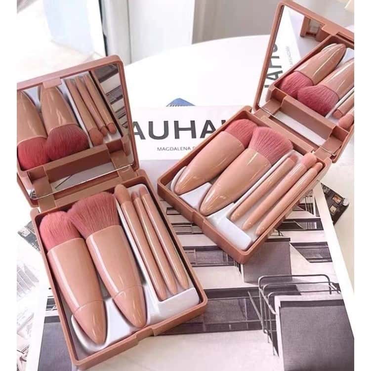 Kit 5  de pincéis Para maquiagem Com espelho super sofisticado, imagem 1 de 1