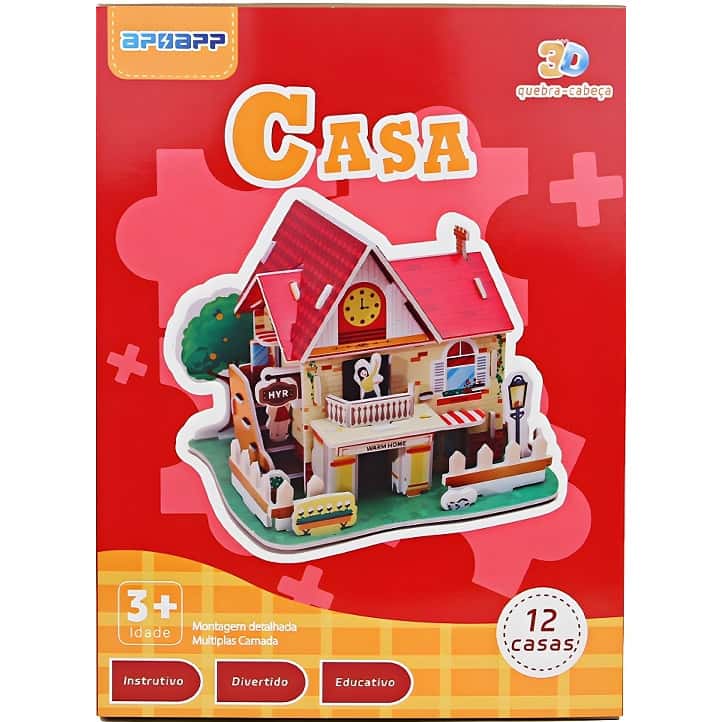 KIT DE QUEBRA CABEÇA 3D PUZZLE BRINQUEDO APOAPP  INFANTIL EDUCATIVO CERTIFICADO PELO INMETRO + 3 ANOS, imagem 1 de 1
