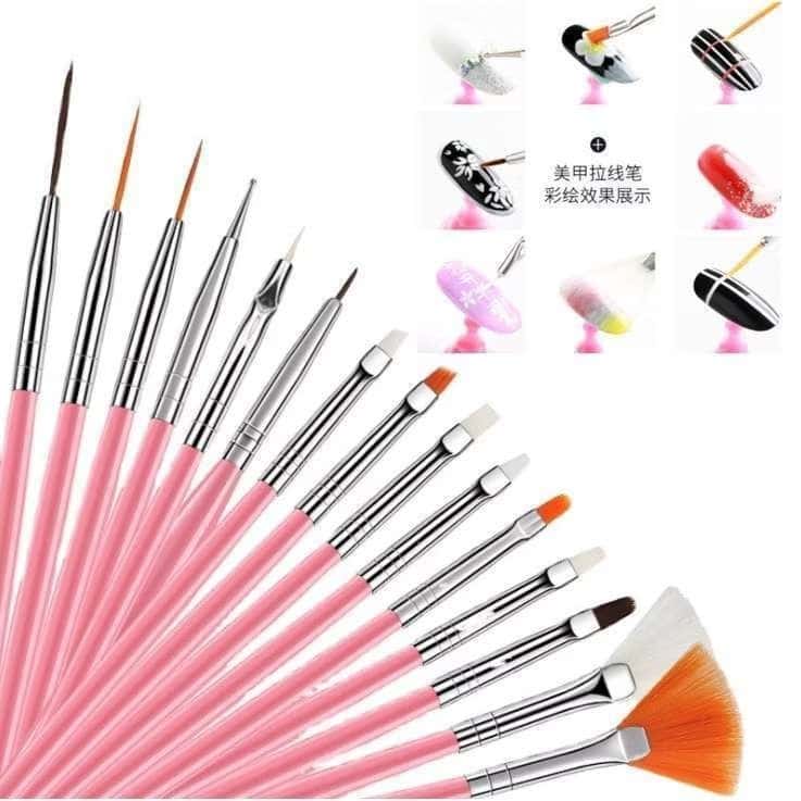 Kit Com 15 Pincéis Para Decoração De Unhas - Nail Art, imagem 1 de 1