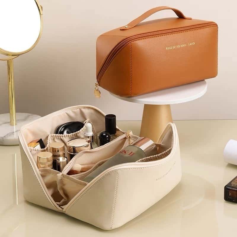 Necessaire Bolsa De Maquiagem Em Couro Armazenamento De Cosméticos Saco De Viagem Organizador De Bagagem De Beleza yobel, imagem 1 de 1