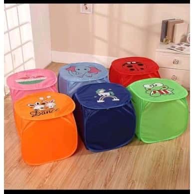 Cesto Grande Com Tampa Organizador de Brinquedo Roupas Sujas Multiuso Dobrável  Bichinhos Infantil, imagem 1 de 1