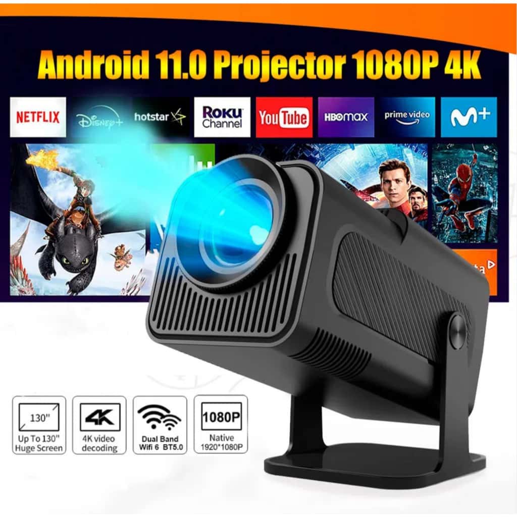 Mini Projetor de Cinema Portátil, 4K, Android  HY 320 Full HD 1280x720P  Bluetooth Wi-fi,, imagem 1 de 1