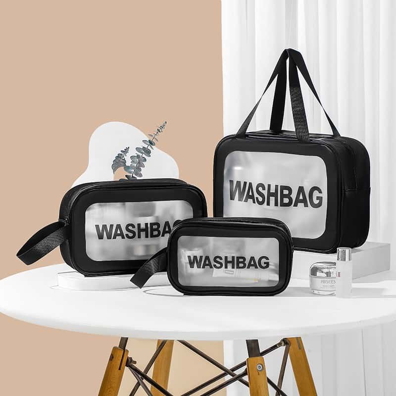 Kit 3 Necessaire Maquiagem Transparente WashBag A Prova De Água 332, imagem 1 de 1