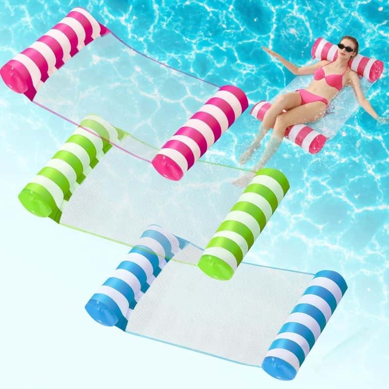 Bóia de Piscina Inflável com Rede Flutuante - Colchão de Água Reclinável e Confortável, imagem 1 de 1