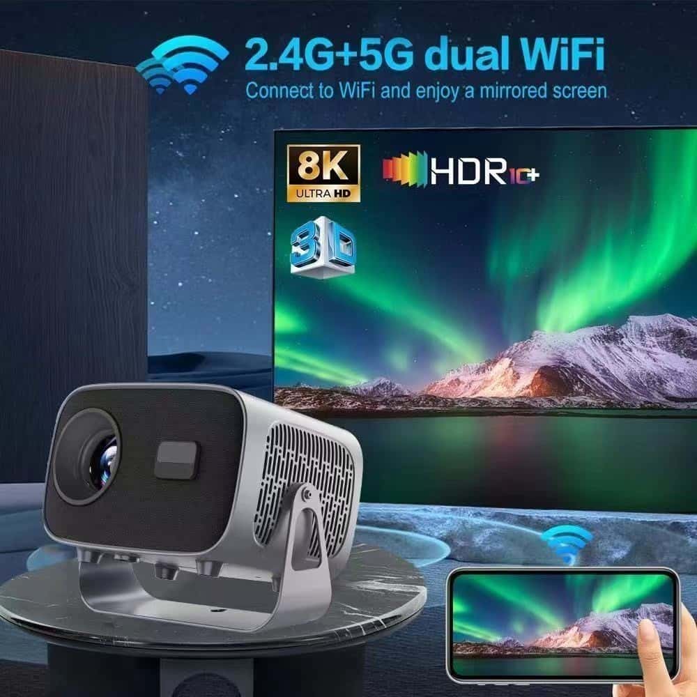 Projetor A10 Android TV 4K Dual Band WIFI 6.0 Bluetooth 5.0 Cinema Portátil Escritório Sala, imagem 1 de 1
