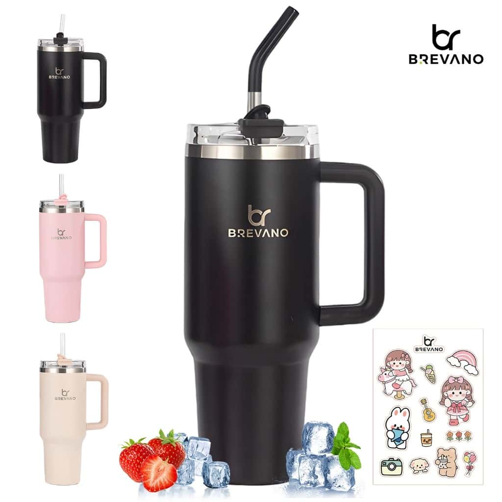 Copo Térmico Grande de Aço Inox 1.2l/1200ml com Tampa Canudo e Alça Garrafa Térmica Quente ou Gelado, imagem 1 de 1