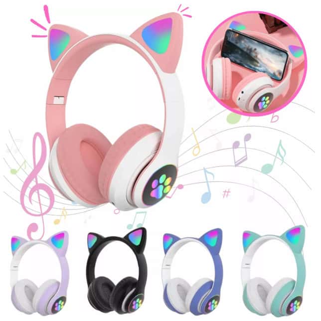 Fone De Ouvido Bluetooth Orelha Gatinho Infantil Led Sem Fio, imagem 1 de 1