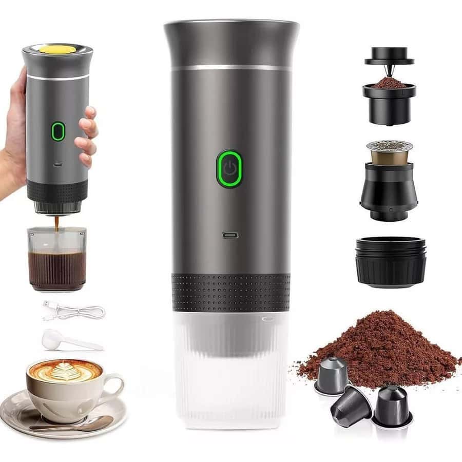 Cafeteira Portátil 3 em 1 Expresso Elétrica Recarregável para Cápsulas e Café Moído Compacta e Prática, imagem 1 de 1