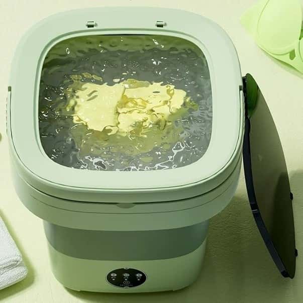 Mini Máquina de Lavar Portátil 11L Dobrável 110V/220V Lava Roupas Íntimas e Pequenas com Centrífuga, imagem 1 de 1