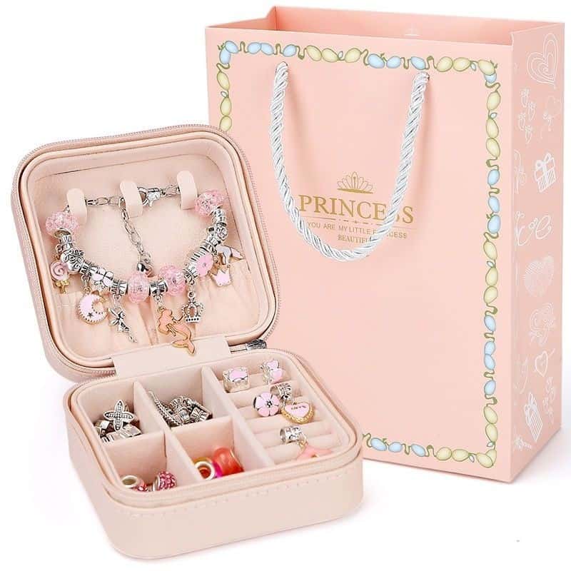 Kit Pulseira Colar Linda Diy 67pçs Com Porta de Joias Infantil Presente De Aniversário Para Meninas, imagem 1 de 1