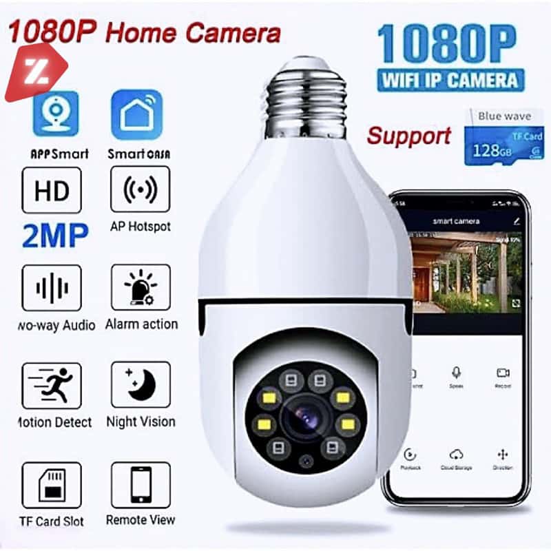 Câmera Segurança Lâmpada Wifi Full HD Sem Fio 360 Icsee/Yoosee Visão Noturna 8177 EKS, imagem 1 de 1