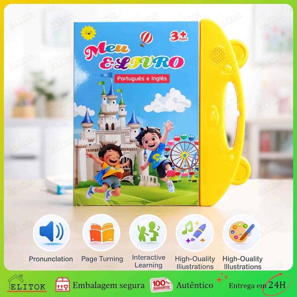 Livro Infantil Bilíngue Português Inglês Livro Interativo com Som Toque Inteligente Educativo Aprendizagem Crianças, imagem 1 de 1