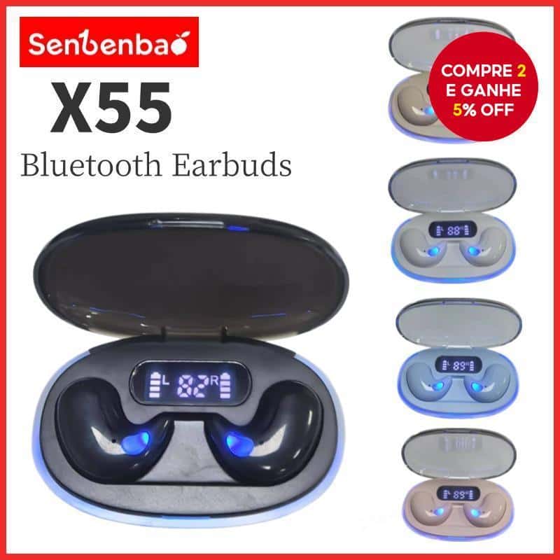 Senbenbao X55 Fones De Ouvido TWS Sono Sem Fio Bluetooth Display Led Alta Fidelidade Estéreo Cancelamento Ruído À Prova, imagem 1 de 1