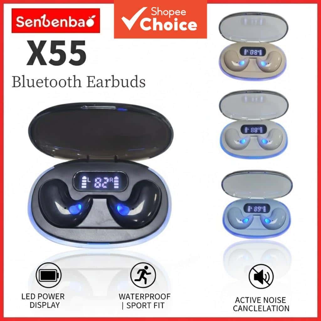 Senbenbao X55 Fones De Ouvido TWS Sono Sem Fio Bluetooth Display Led Alta Fidelidade Estéreo Cancelamento Ruído À Prova, imagem 1 de 1