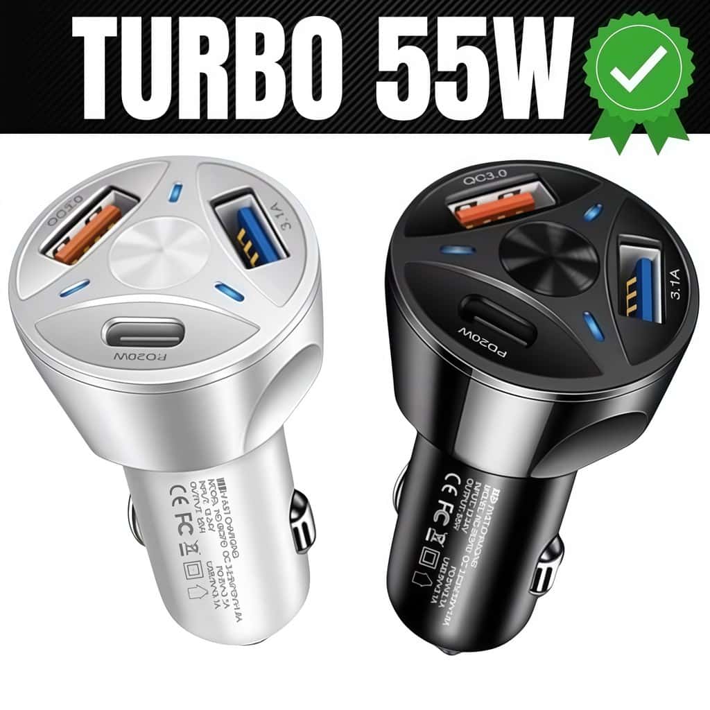 Carregador Veicular Universal Turbo com 3 USB e 1 Porta QC3.0, Carregamento Rápido para Celulares, imagem 1 de 1