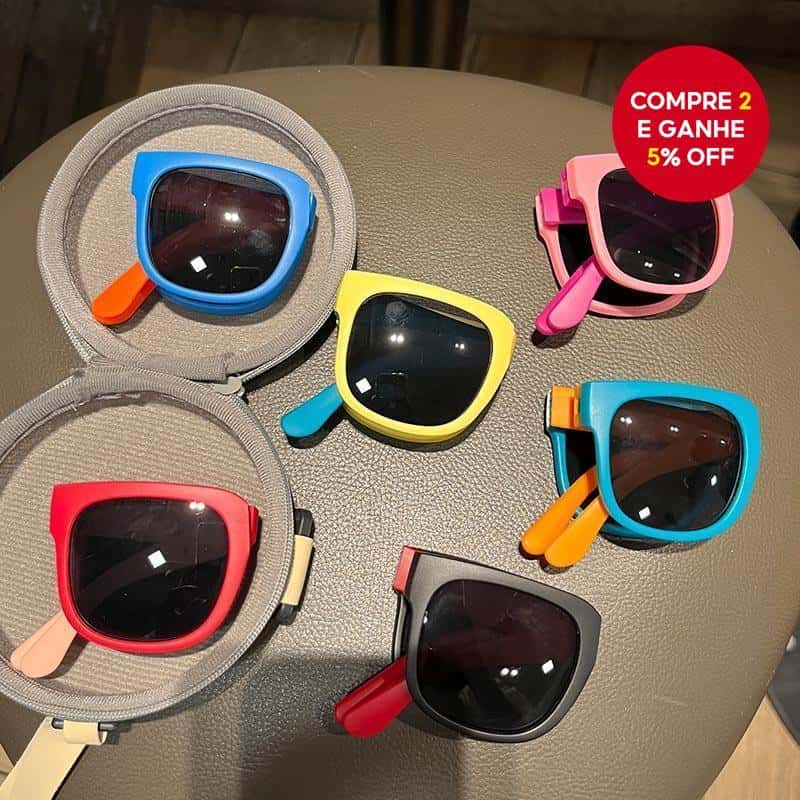 Novos Óculos de Sol Coloridos e Dobráveis para Crianças com Proteção UV - Óculos Portáteis para Meninos e Meninas, imagem 1 de 1