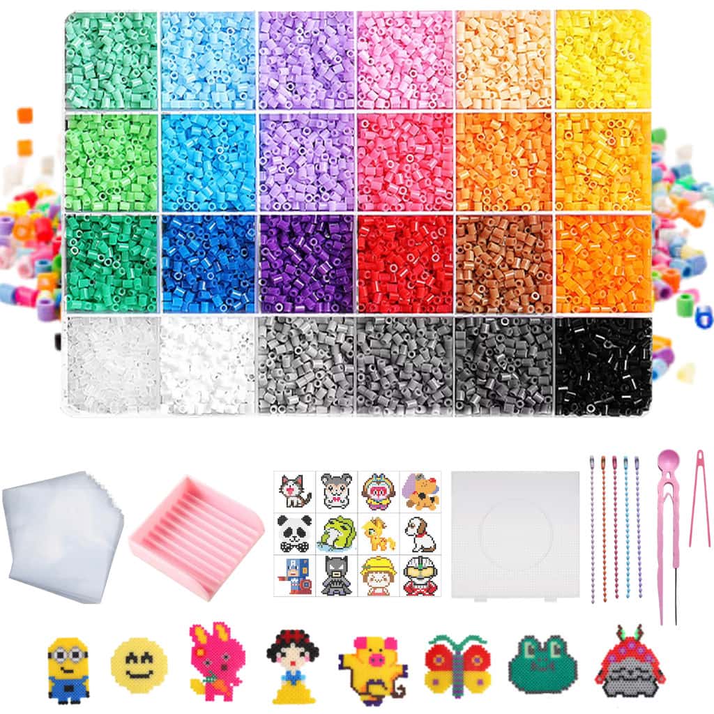 Kit Hama Beads 10.000 Peças Pinças + Ferramentas Pegboard 2,6mm 24 Cores Brinquedos Chaveiro, imagem 1 de 1