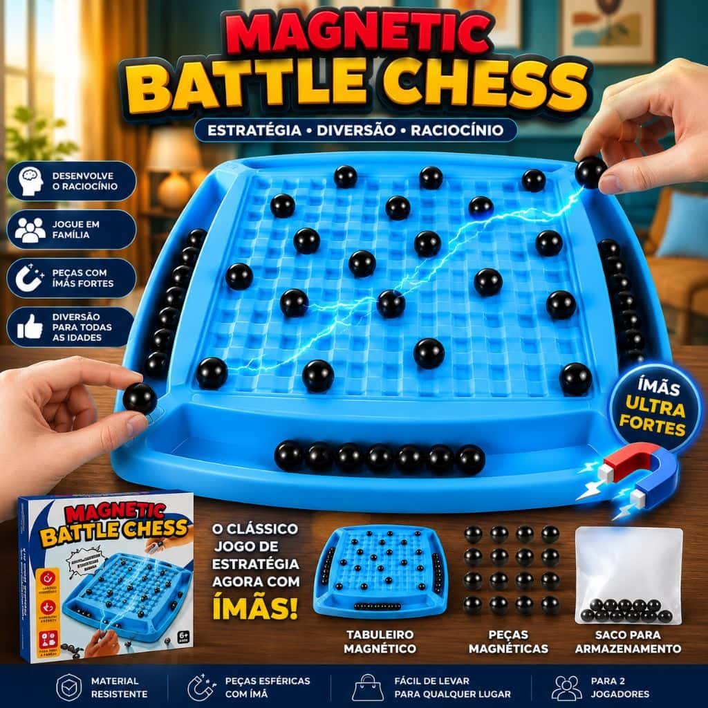 Jogo Magnético Estratégico Infantil Educativo Tabuleiro Inteligente Com Roleta E 20 Bolas Xadres, imagem 1 de 1