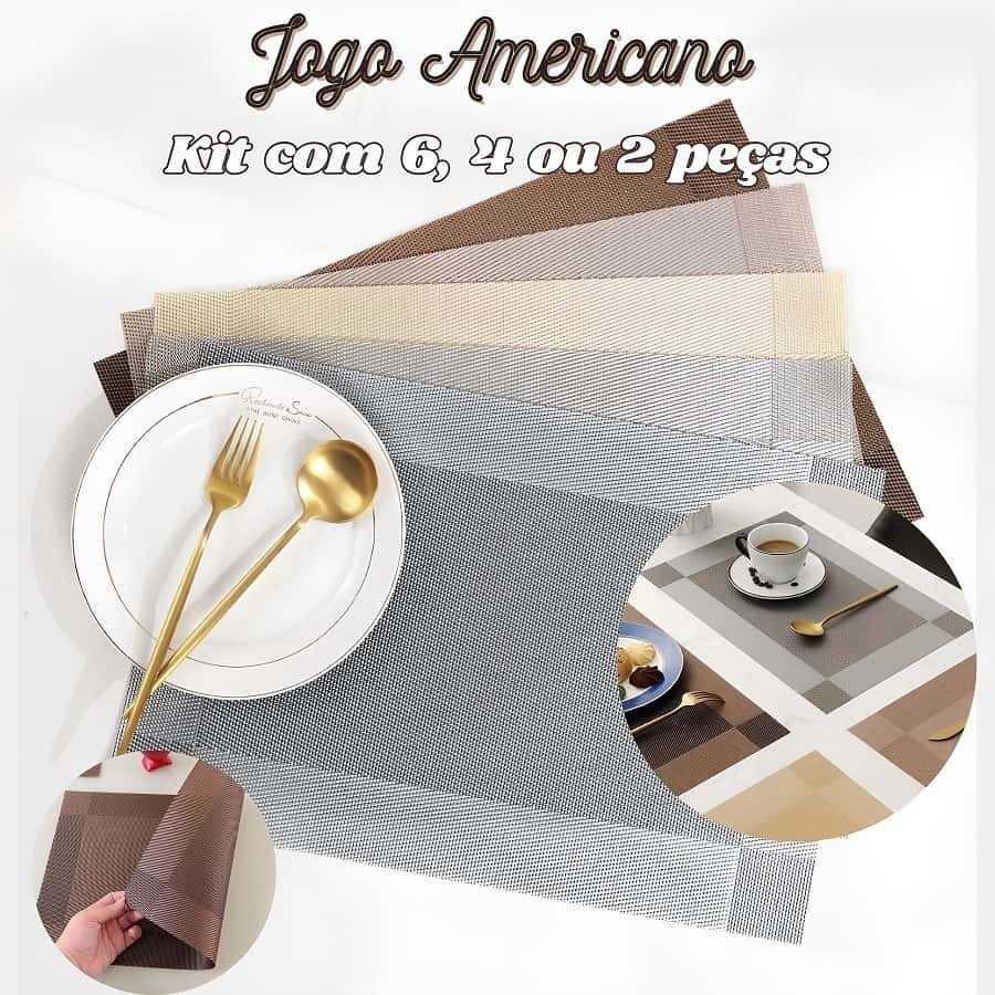 Jogo Americano Com 6 Ou 4 Ou 2 Unidades 30x45Cm De PVC Retangular Para Sua Mesa De Jantar Decorativo, imagem 1 de 1