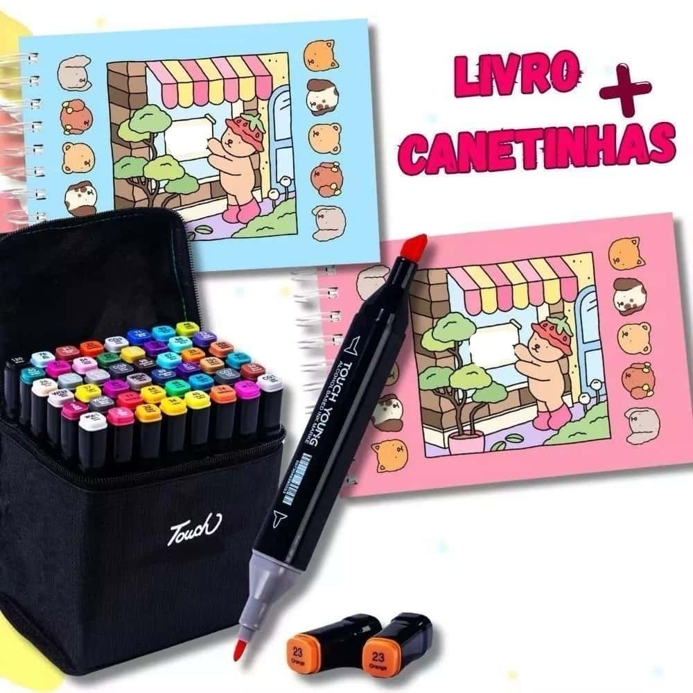kit 24/36/48/60/80 Cores Caneta Marcadora Com Ponta Dupla/Pintura De Arte/Aquarela, imagem 1 de 1