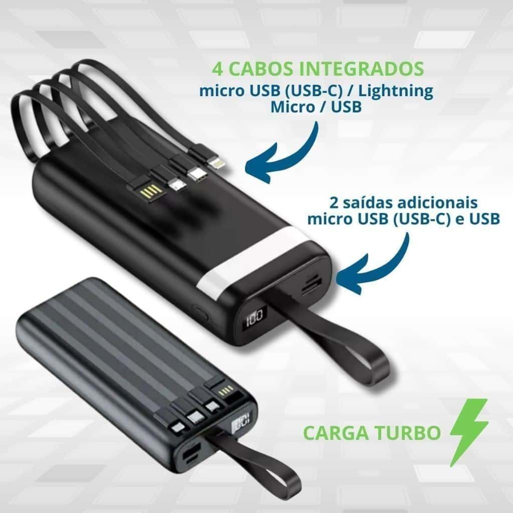 Power Bank Universal de 20.000mAh Carregador Portátil para Android e iOS, Inclui Lanterna Integrada  FLUX, imagem 1 de 1