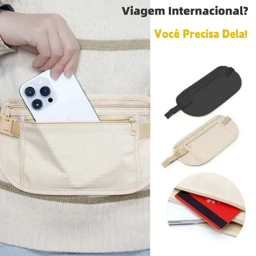 2/1 PCS Pochete Doleira Antifurto Nylon Impermeável Porta Celular Dinheiro Segurança Viagem Academia Carnaval Balada, imagem 1 de 1