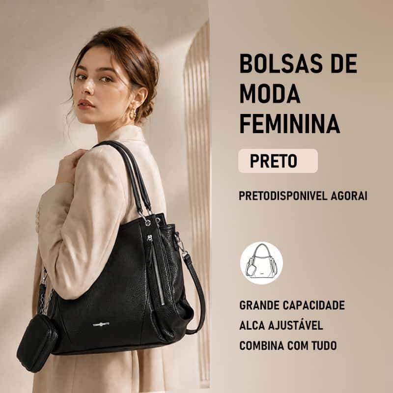 JAMI JAMI Bolsa Mochila Feminina Grande De Ombro Com Alça Transversal De Couro PU TM9034, imagem 1 de 1
