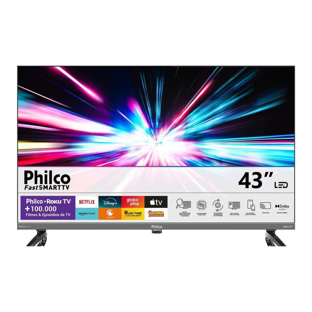 Smart TV 43" Philco QLED HDR10 Roku TV P43KRB, imagem 1 de 1