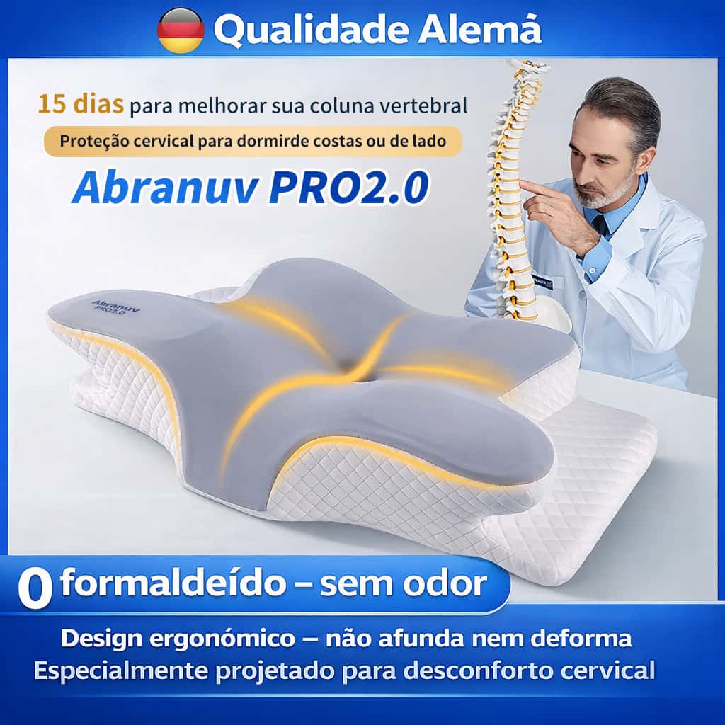 【Abranuv PRO2.0】Kit3/2/1 Travesseiro Ergonômico Cervical Memória Espuma Apoio Pescoço Qualidade Alemã S-5431 AB, imagem 1 de 1