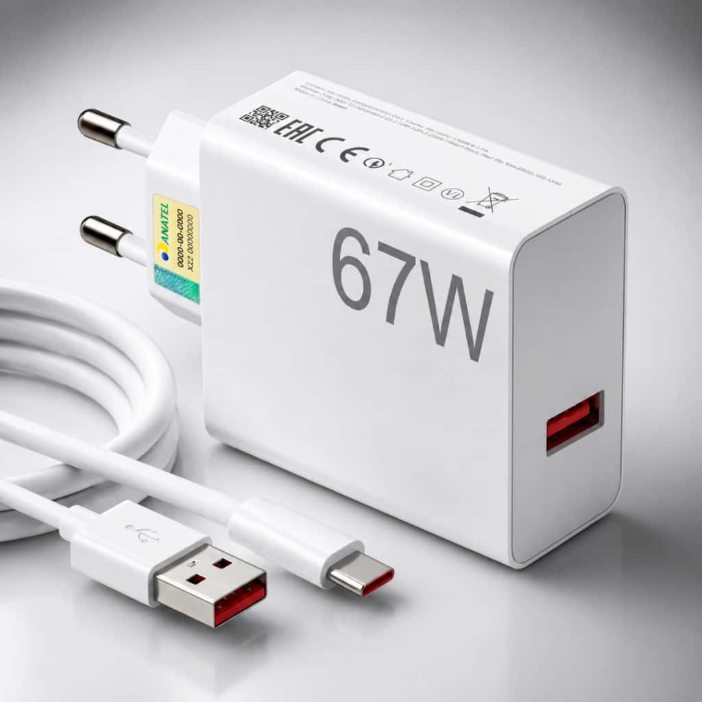 Kit Carregador 67W Turbo + Cabo Tipo-C Carga Rápida Universal Xiaomi Redmi Note E Poco X7 Android, imagem 1 de 1