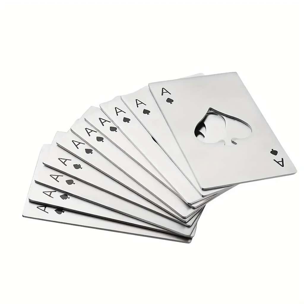 Kit 20 Abridor de Garrafa Formato Carta De Baralho As De Espadas Aco Inox, imagem 1 de 1