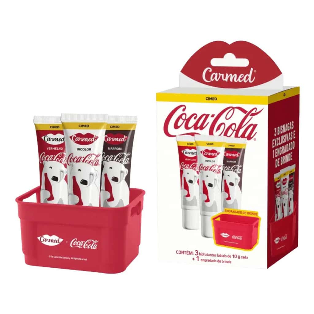 Kit Carmed Coca-Cola 3 Hidratantes Labiais 10g + Engradado, imagem 1 de 1