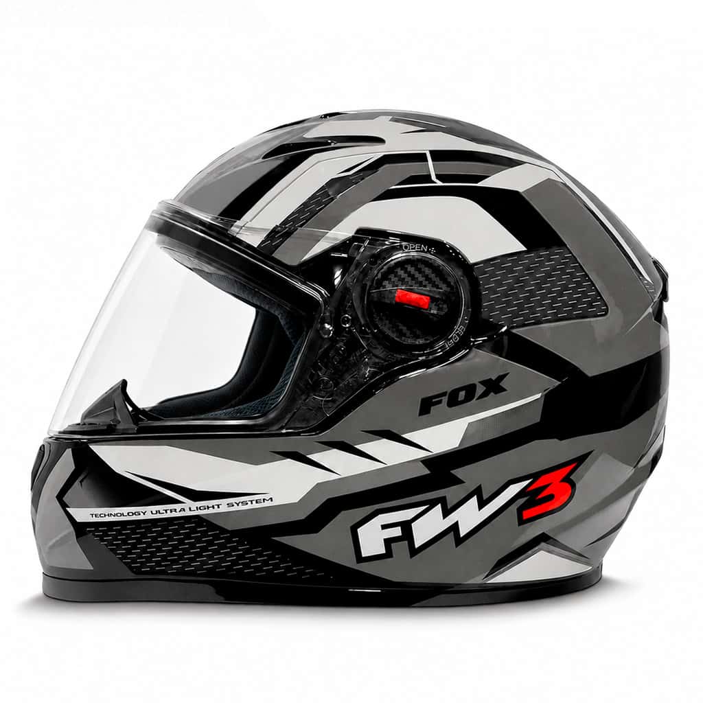Capacete Moto Fechado GTN Fox Grafite FW3 Tamanho 56 58 60 Viseira Transparente Motociclista Masculino Feminino, imagem 1 de 1
