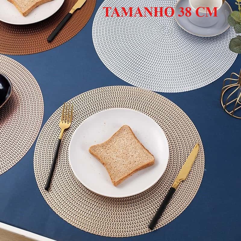 Jogo americano Kit 4 ou 8 Peças Mesa Jantar Dourado Prata Rose 38cm, imagem 1 de 1