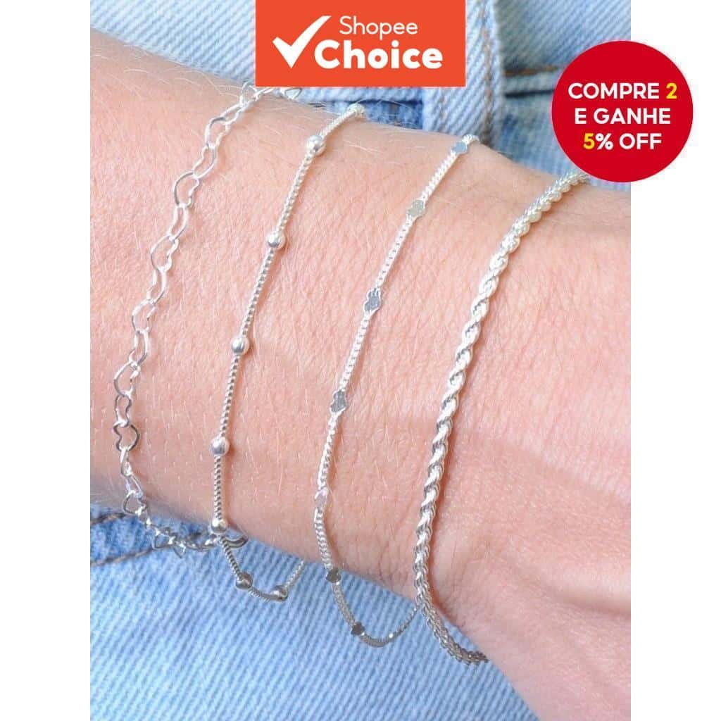 Conjunto De Pulseira De Cor Prata De 4 Unidades Com Contas De Coração Joias De Corrente De Veneza Para Mulheres, imagem 1 de 1
