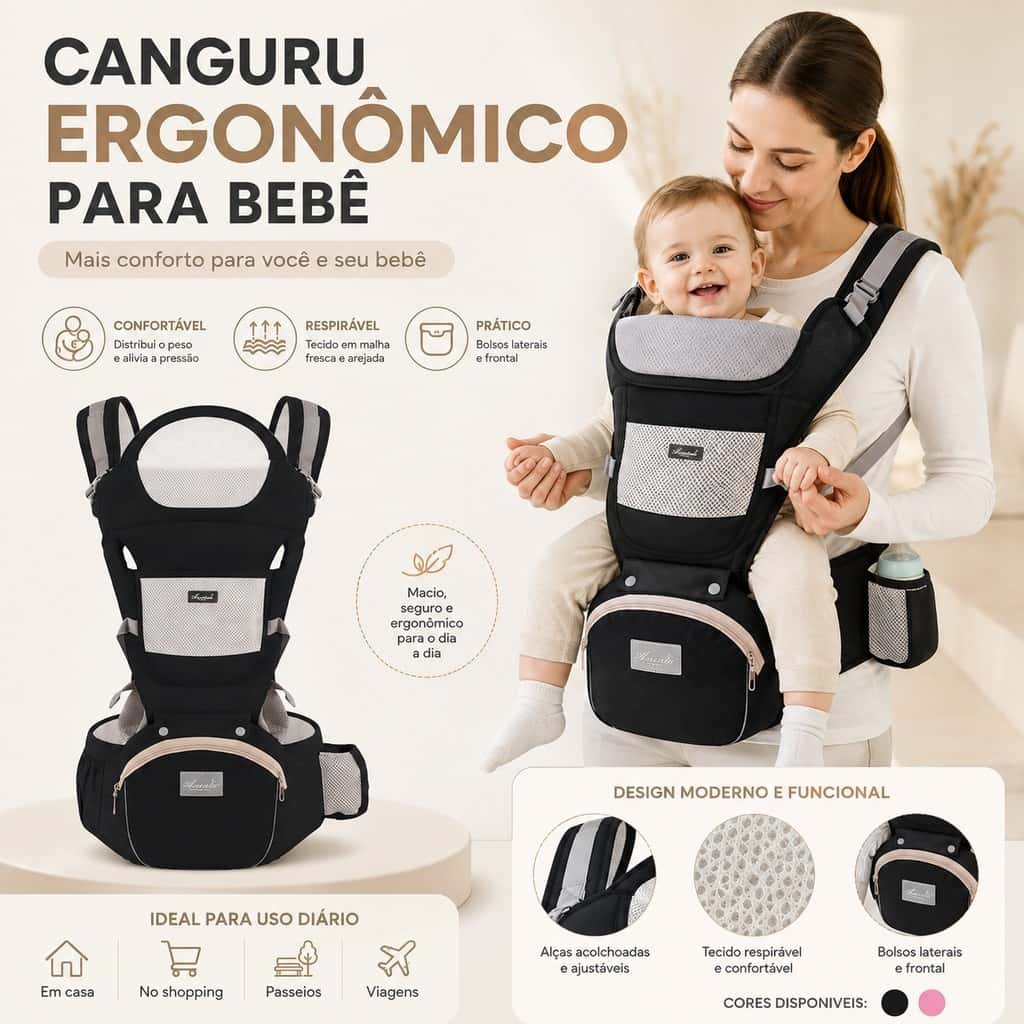 Banco De Cintura Para Canguru Bebe Passeio Varias Cores Mochila Infantil Hipseat CarrierPara Bebê premium novo geracao, imagem 1 de 1