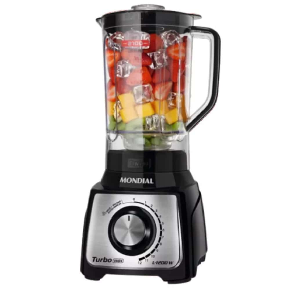 Liquidificador Mondial Turbo 1200w 3L Inox L-1200 Preto 110V, imagem 1 de 1